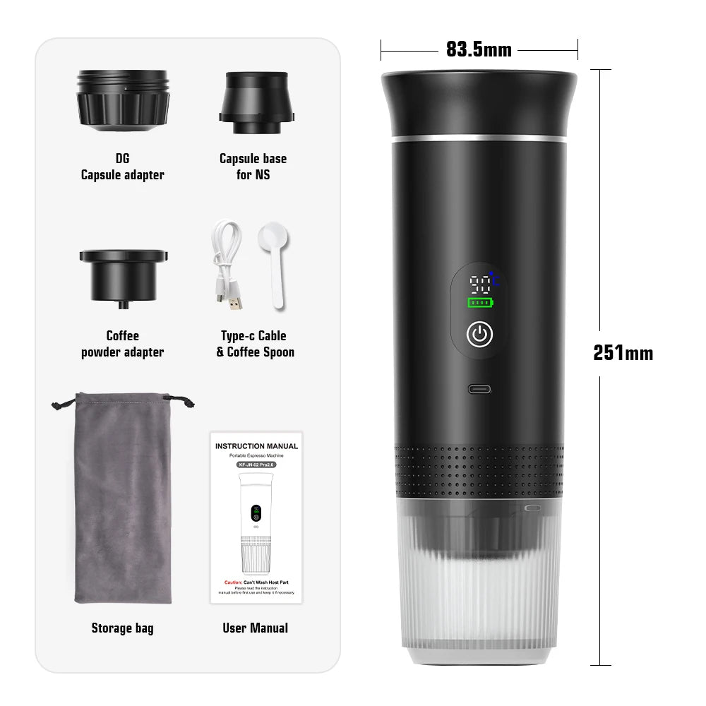 3-In-1 Wireless Portable Espresso Machine for Car, Home & Camping