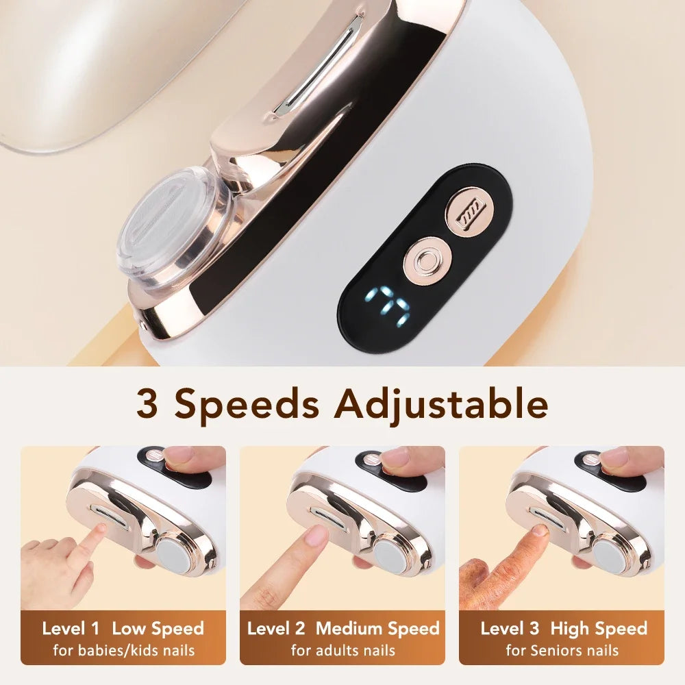 Electric Nail Clipper 2-In-1 USB Rechargeable with LED Light