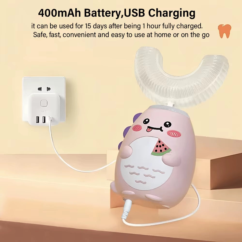 U-Shaped Kids Electric Toothbrush – Full-Mouth Clean in 60 Seconds