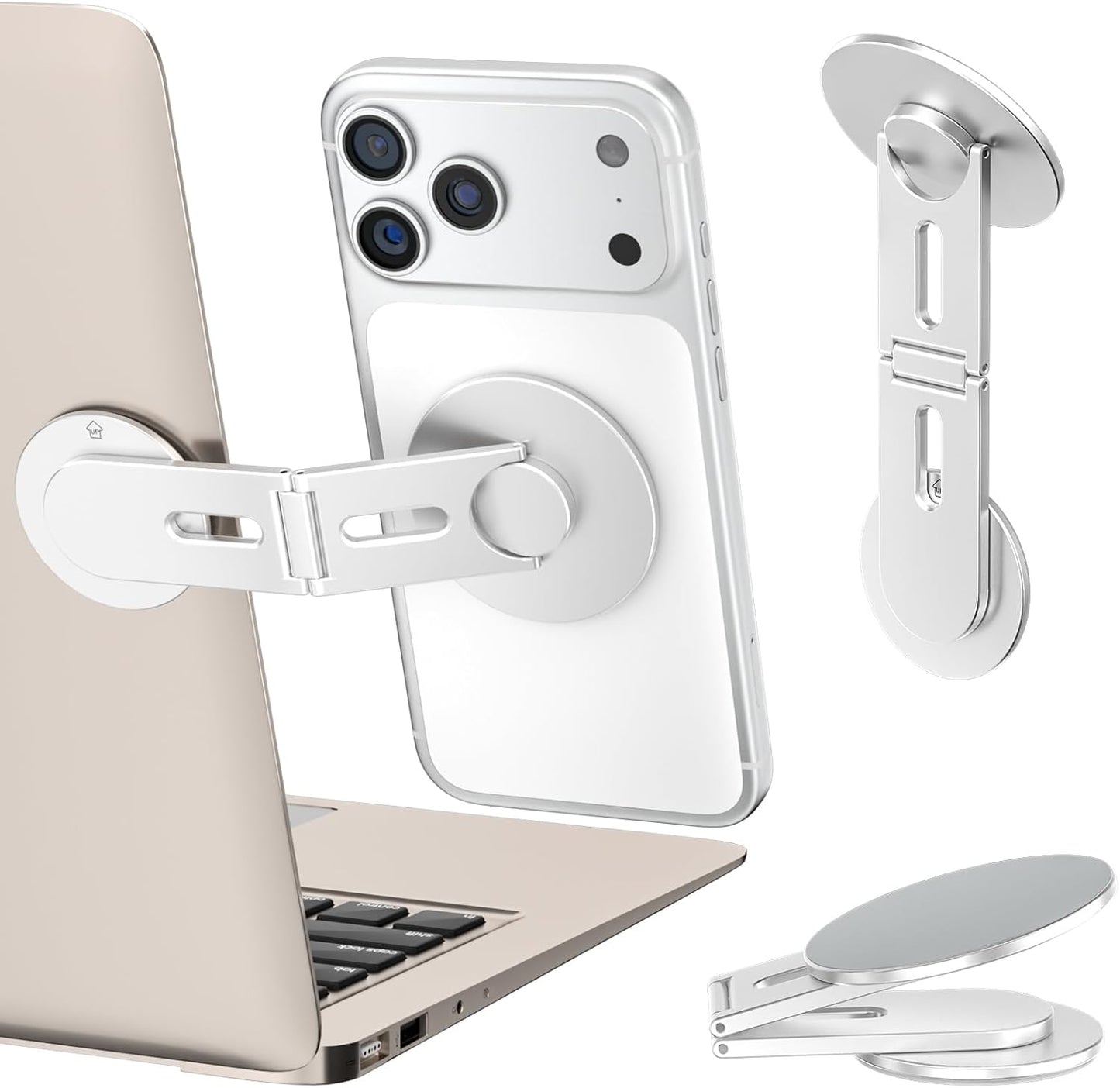 Metal Expansion Phone Stand for Laptop and Tesla Vehicles – Magnetic Folding Phone Holder