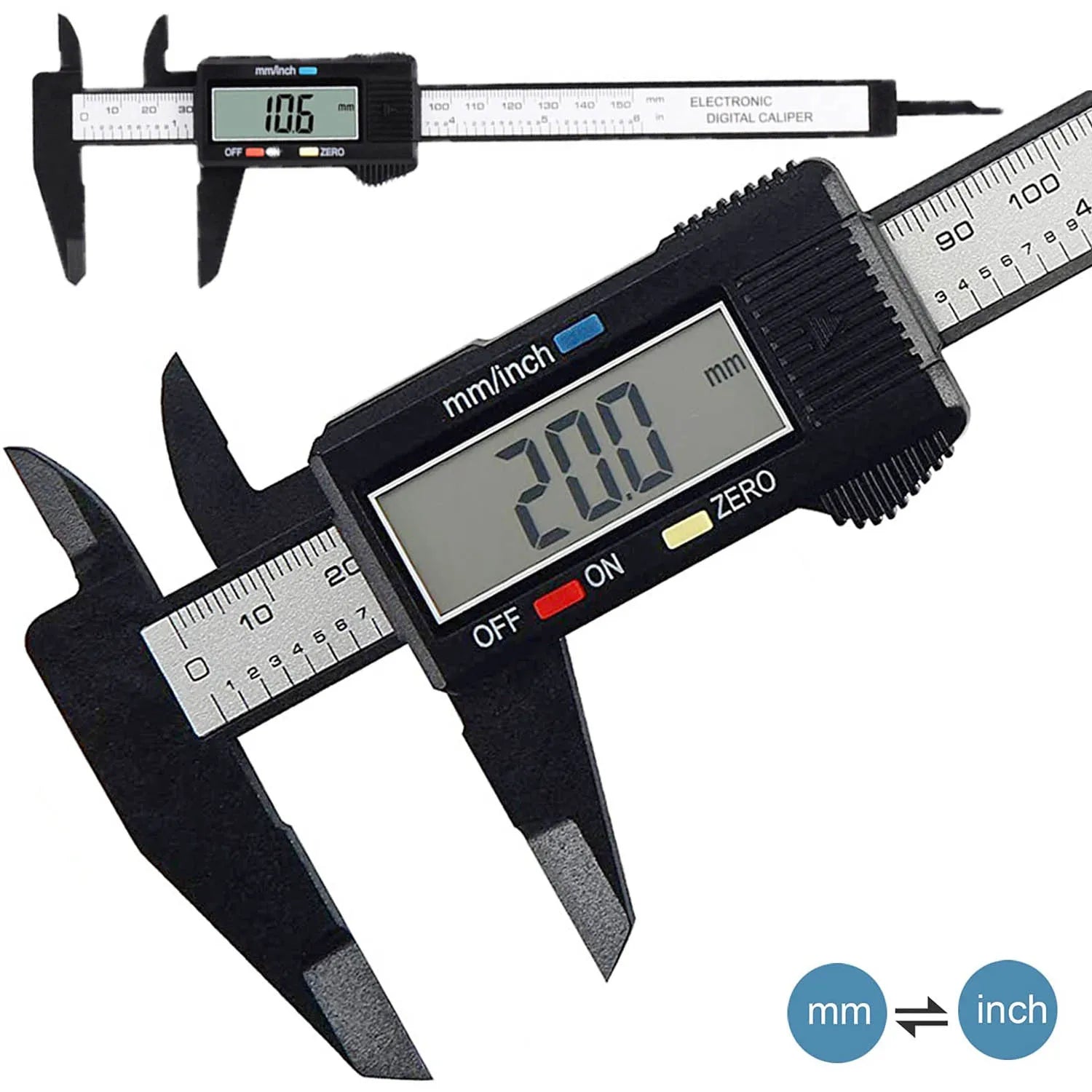 150Mm Electronic Digital Caliper Carbon Fiber - Vernier Gauge Measuring Tool