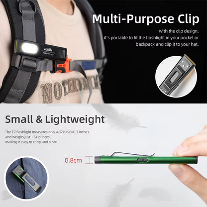T7 LED Torch Portable Mini Flashlight - Rechargeable, Magnetic Base