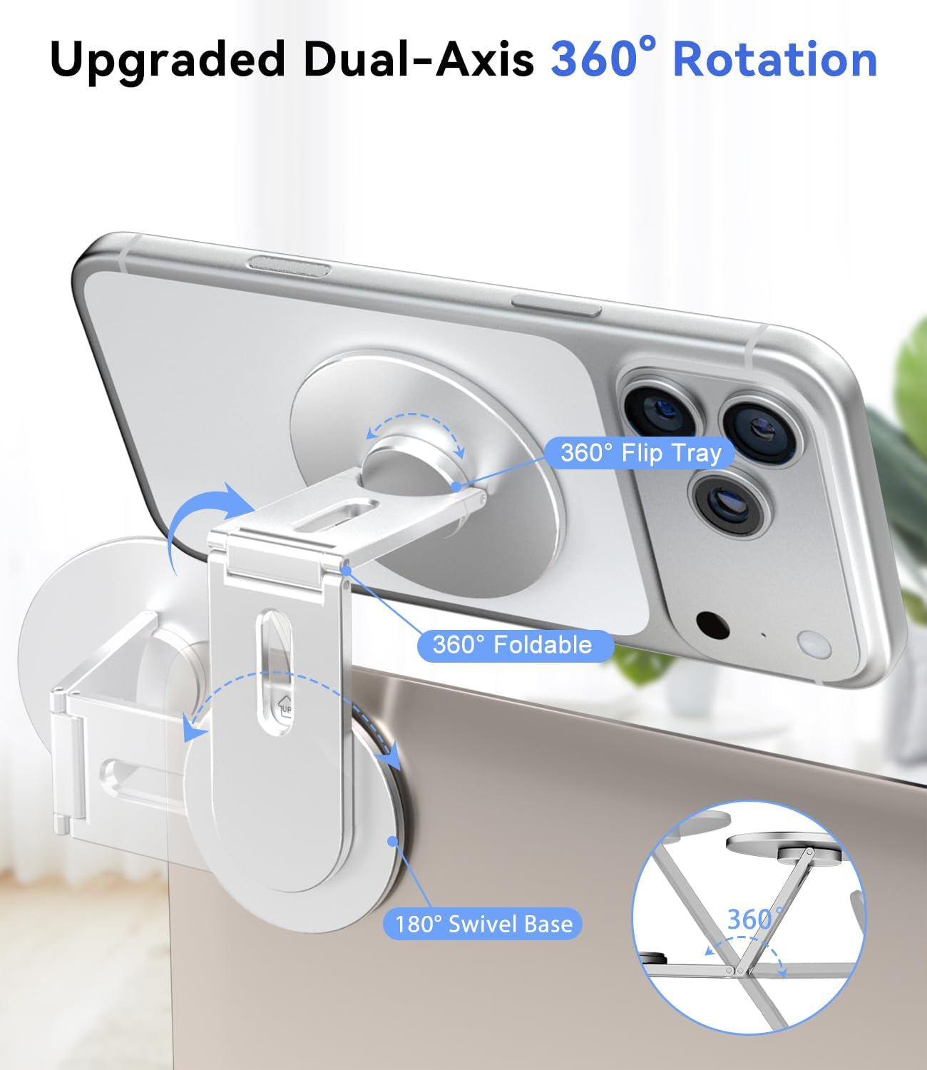 Metal Expansion Phone Stand for Laptop and Tesla Vehicles – Magnetic Folding Phone Holder