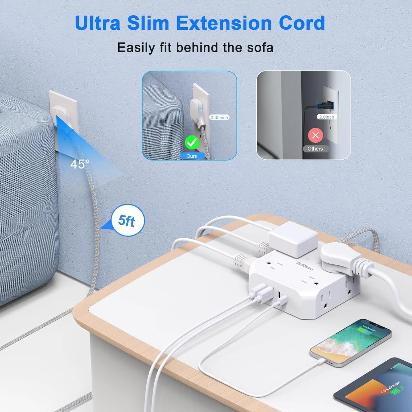 Smart Home Power Strip – Surge Protector with USB-C Fast Charging Ports