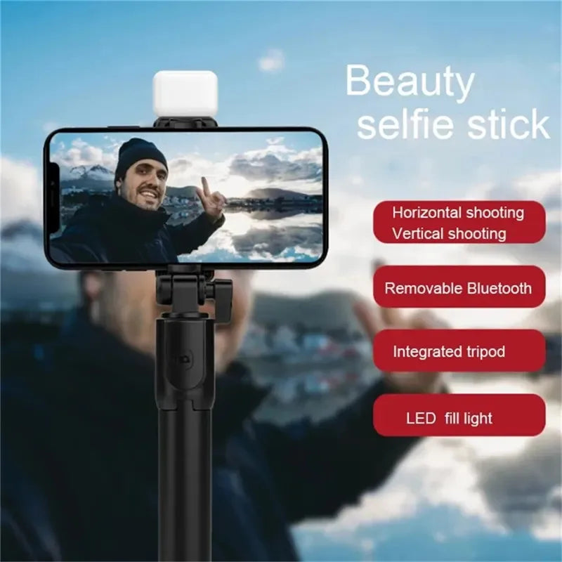 Bluetooth Selfie Stick Tripod with Remote and Beauty Fill Light