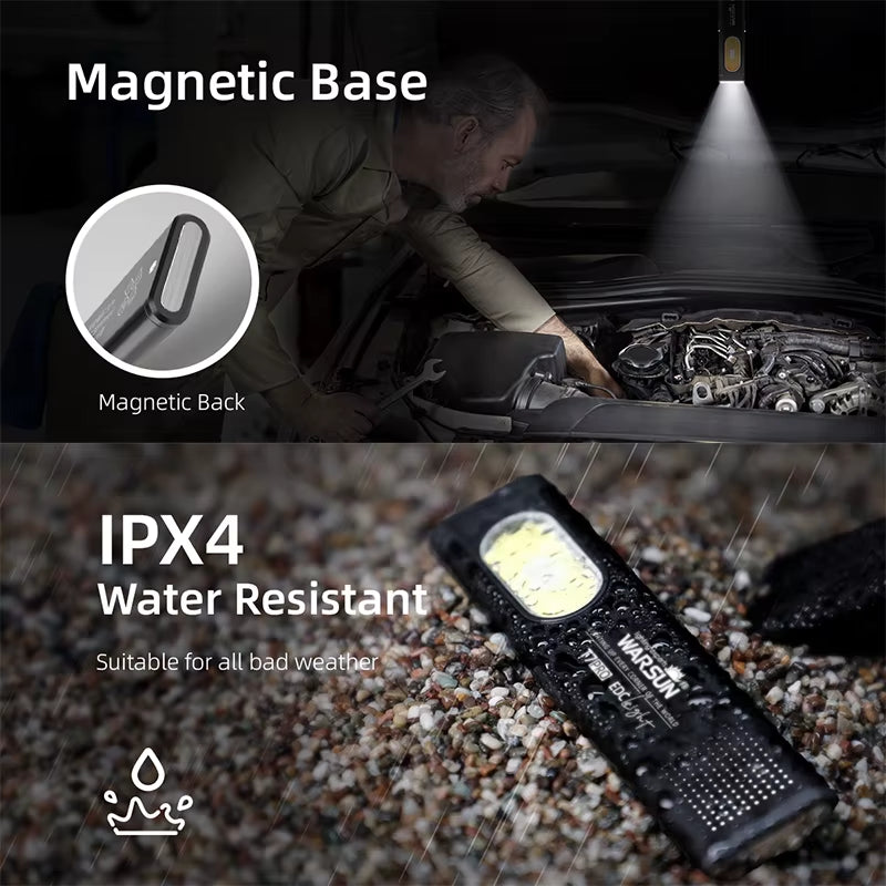 T7 LED Torch Portable Mini Flashlight - Rechargeable, Magnetic Base