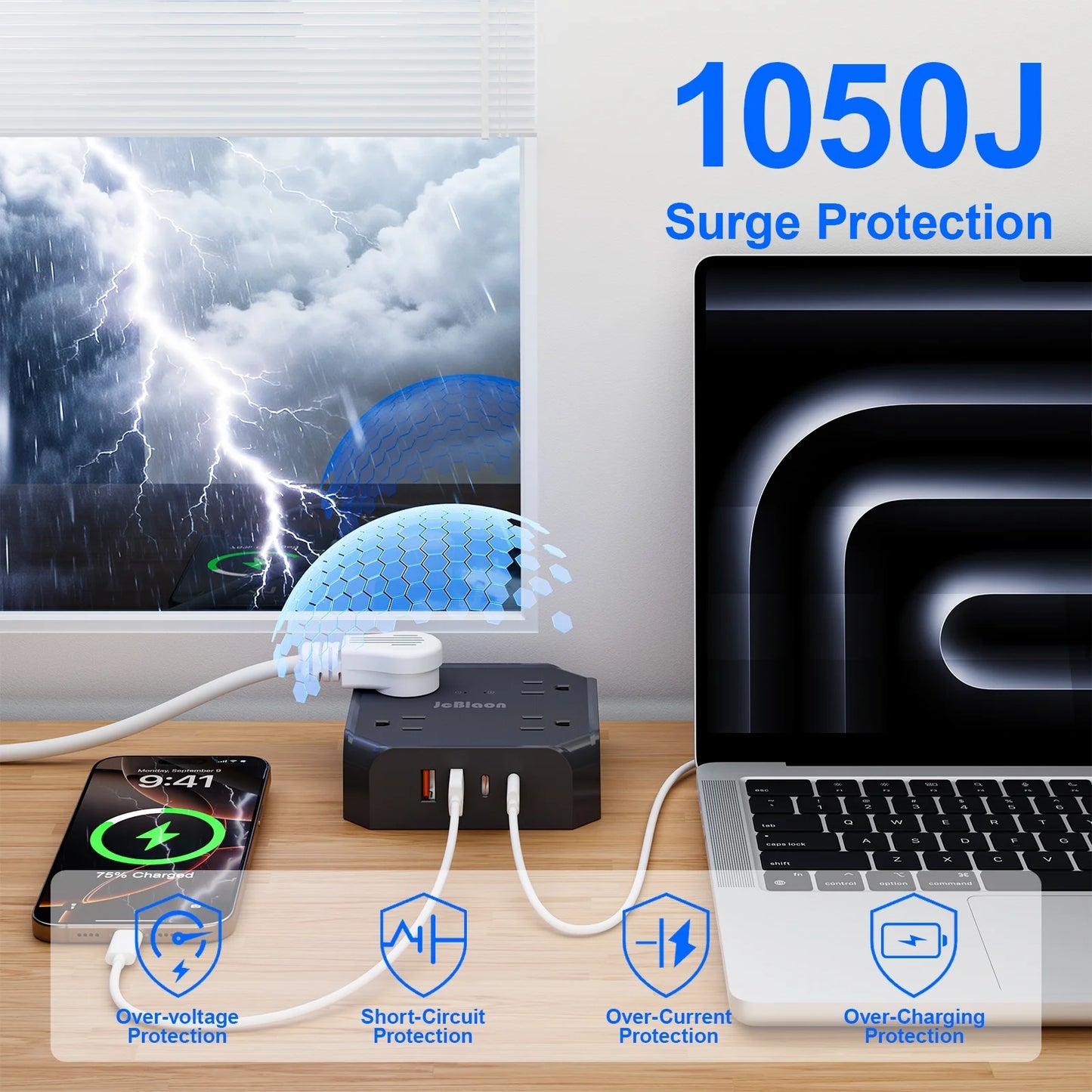 Smart Home Power Strip – Surge Protector with USB-C Fast Charging Ports