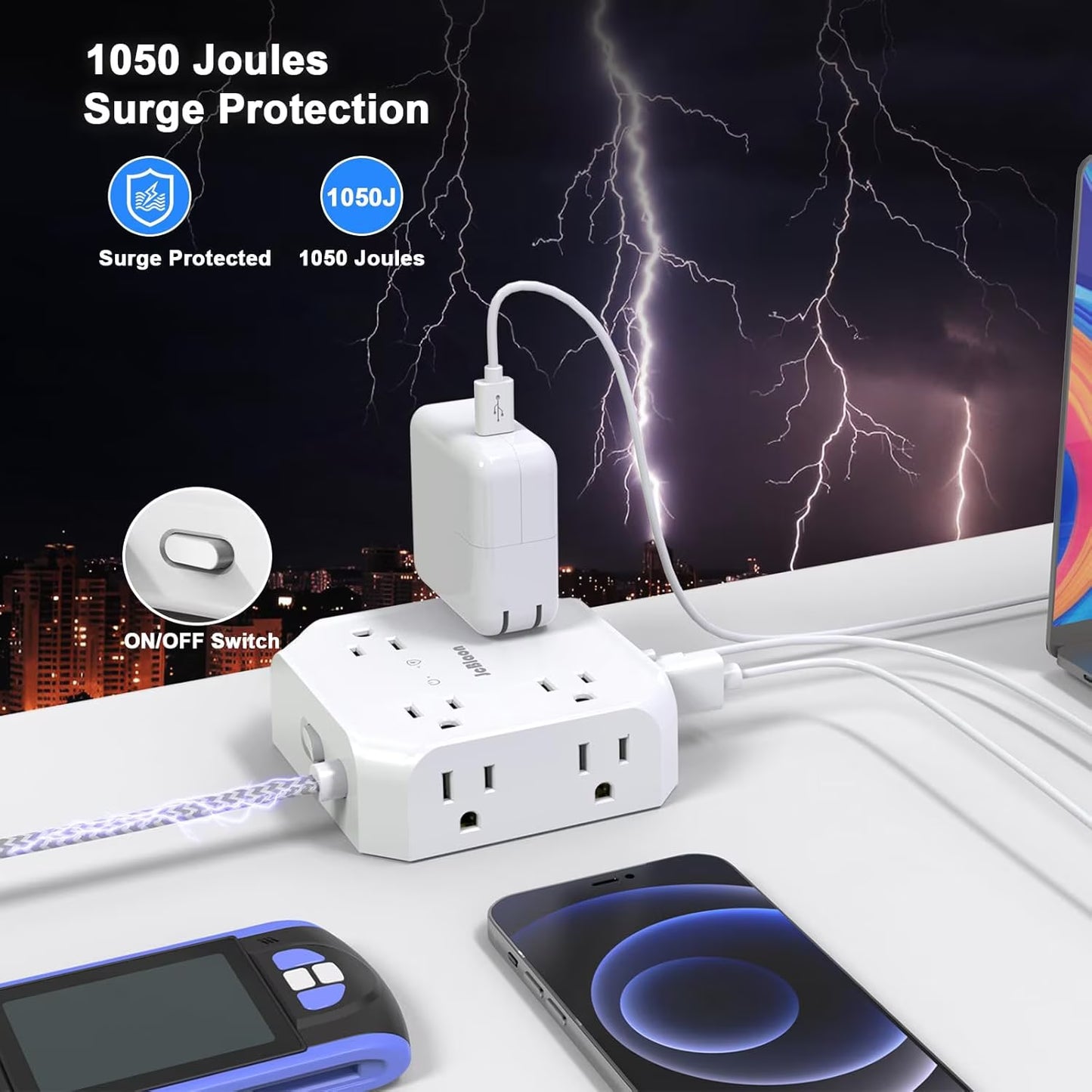 Smart Home Power Strip – Surge Protector with USB-C Fast Charging Ports