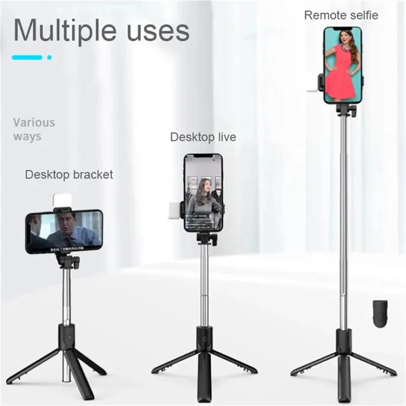 Bluetooth Selfie Stick Tripod with Remote and Beauty Fill Light