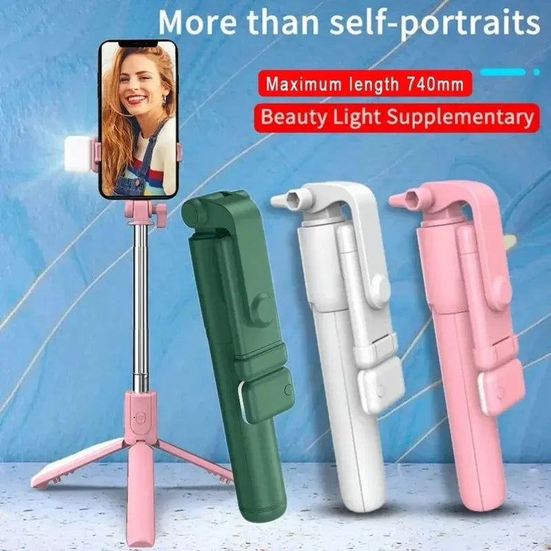 Bluetooth Selfie Stick Tripod with Remote and Beauty Fill Light