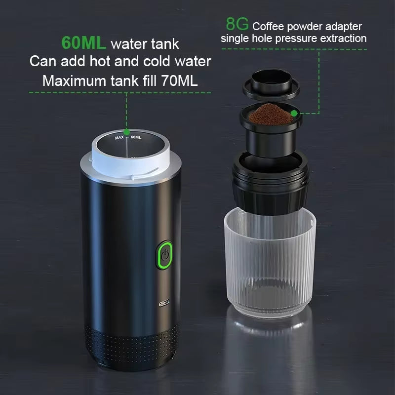 3-In-1 Wireless Portable Espresso Machine for Car, Home & Camping