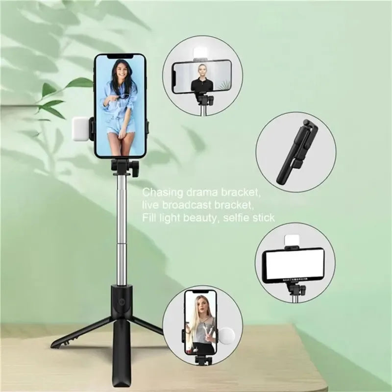 Bluetooth Selfie Stick Tripod with Remote and Beauty Fill Light