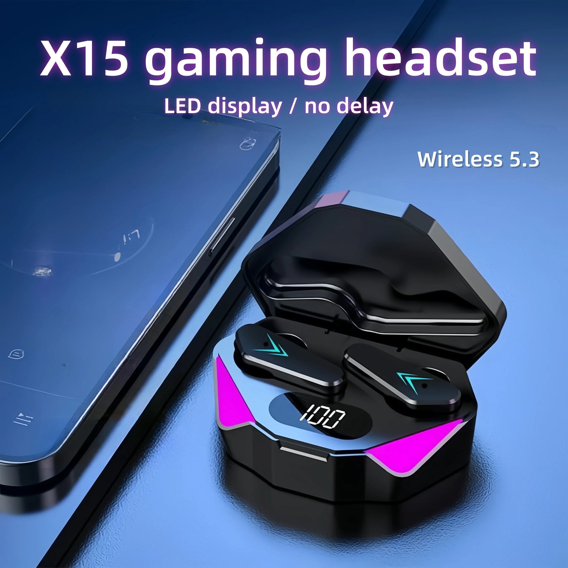 X15 TWS Wireless Bluetooth Gamer Earbuds with LED Display and Mic