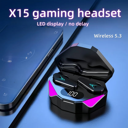 X15 TWS Wireless Bluetooth Gamer Earbuds with LED Display and Mic