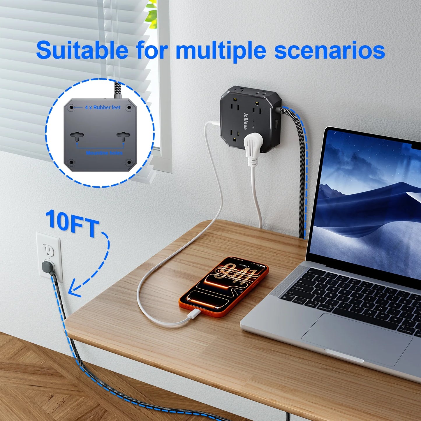 Smart Home Power Strip – Surge Protector with USB-C Fast Charging Ports