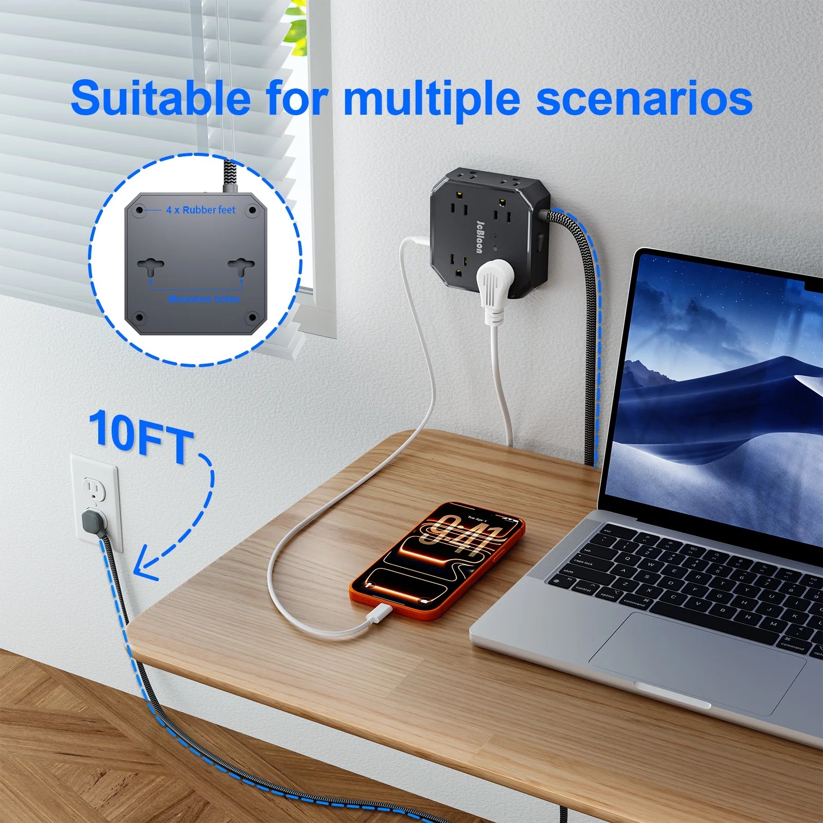 Smart Home Power Strip – Surge Protector with USB-C Fast Charging Ports
