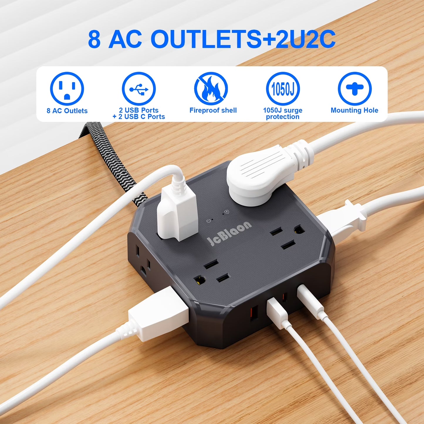 Smart Home Power Strip – Surge Protector with USB-C Fast Charging Ports