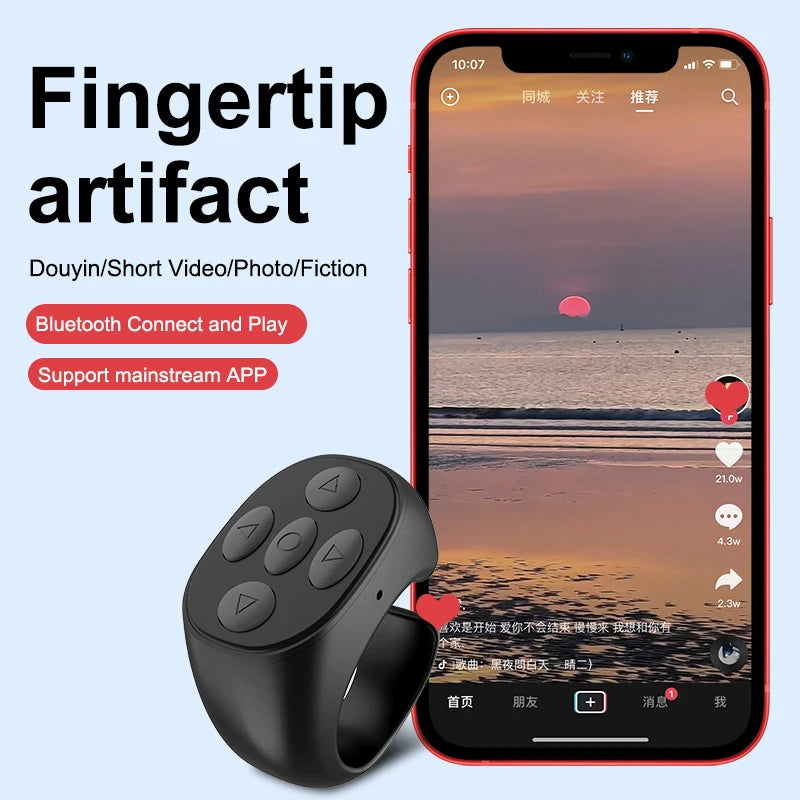Wireless Bluetooth Selfie Remote Control Ring for Phone