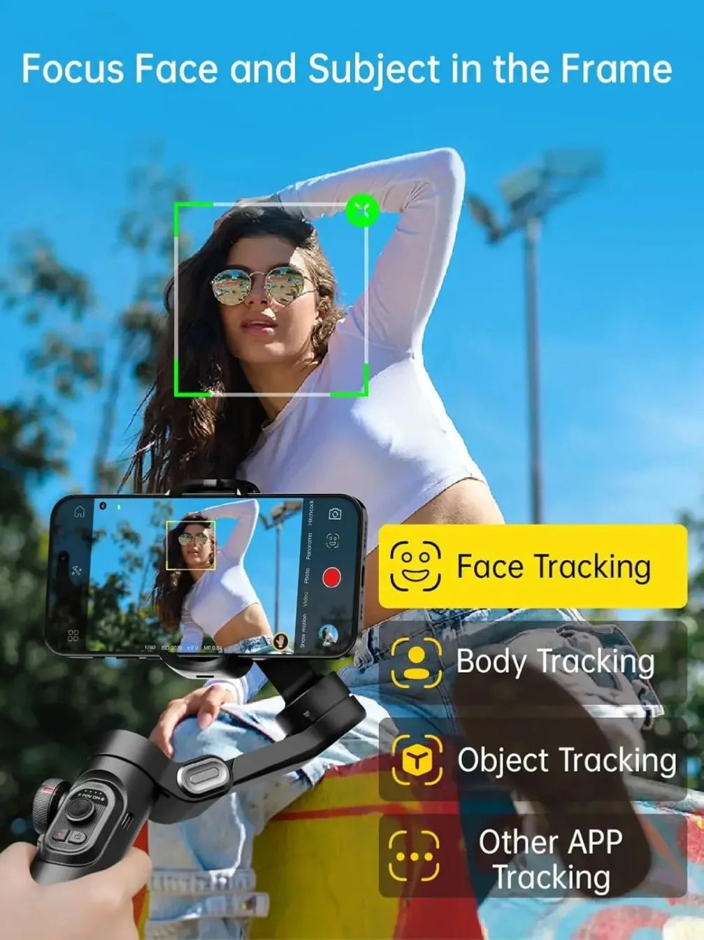 3-Axis Folding Handheld Gimbal Smart Phone Stabilizer with Focus Wheel