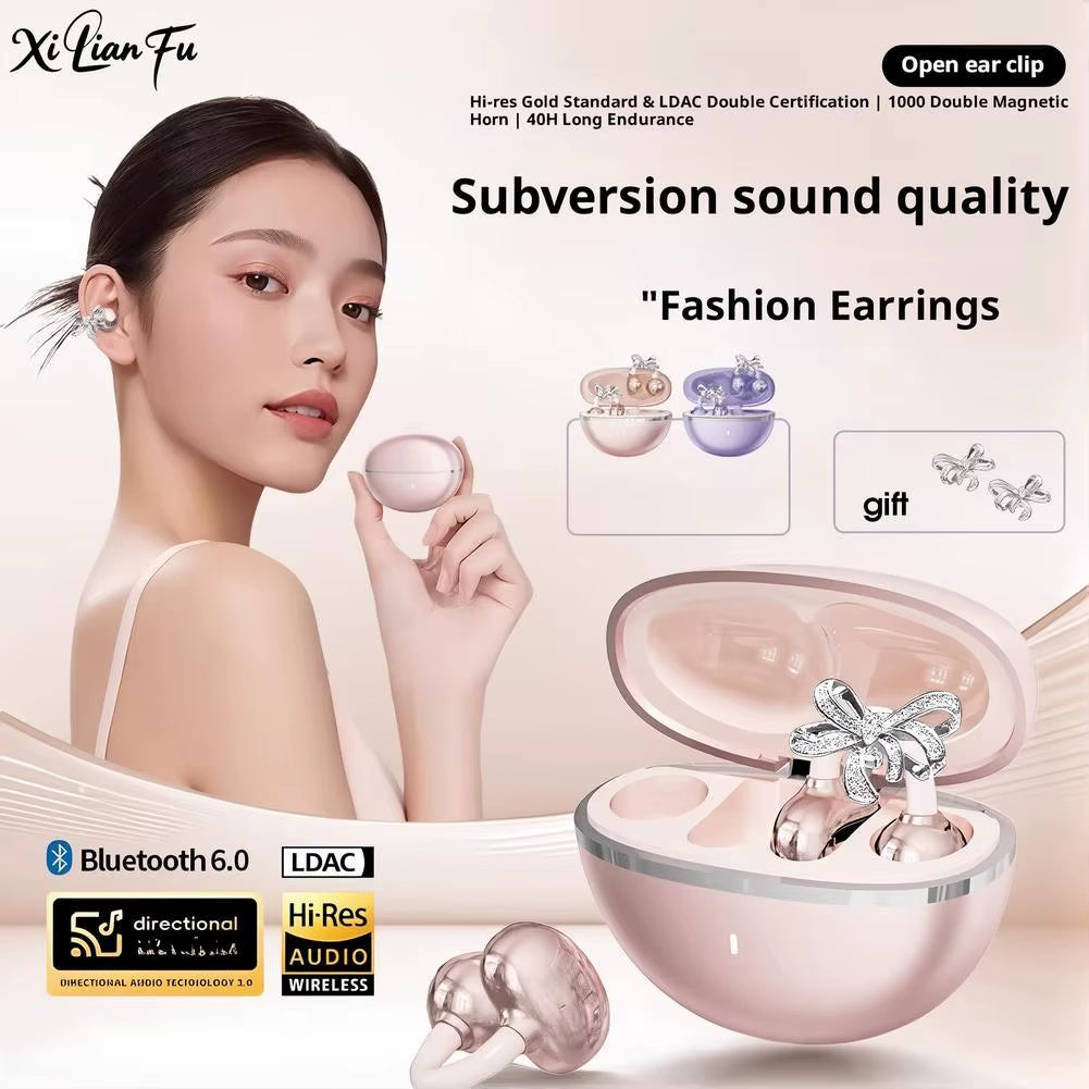 Open-Ear Clip-On Wireless Bluetooth Earbuds for Sport and Travel