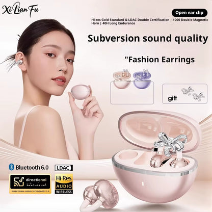 Open-Ear Clip-On Wireless Bluetooth Earbuds for Sport and Travel