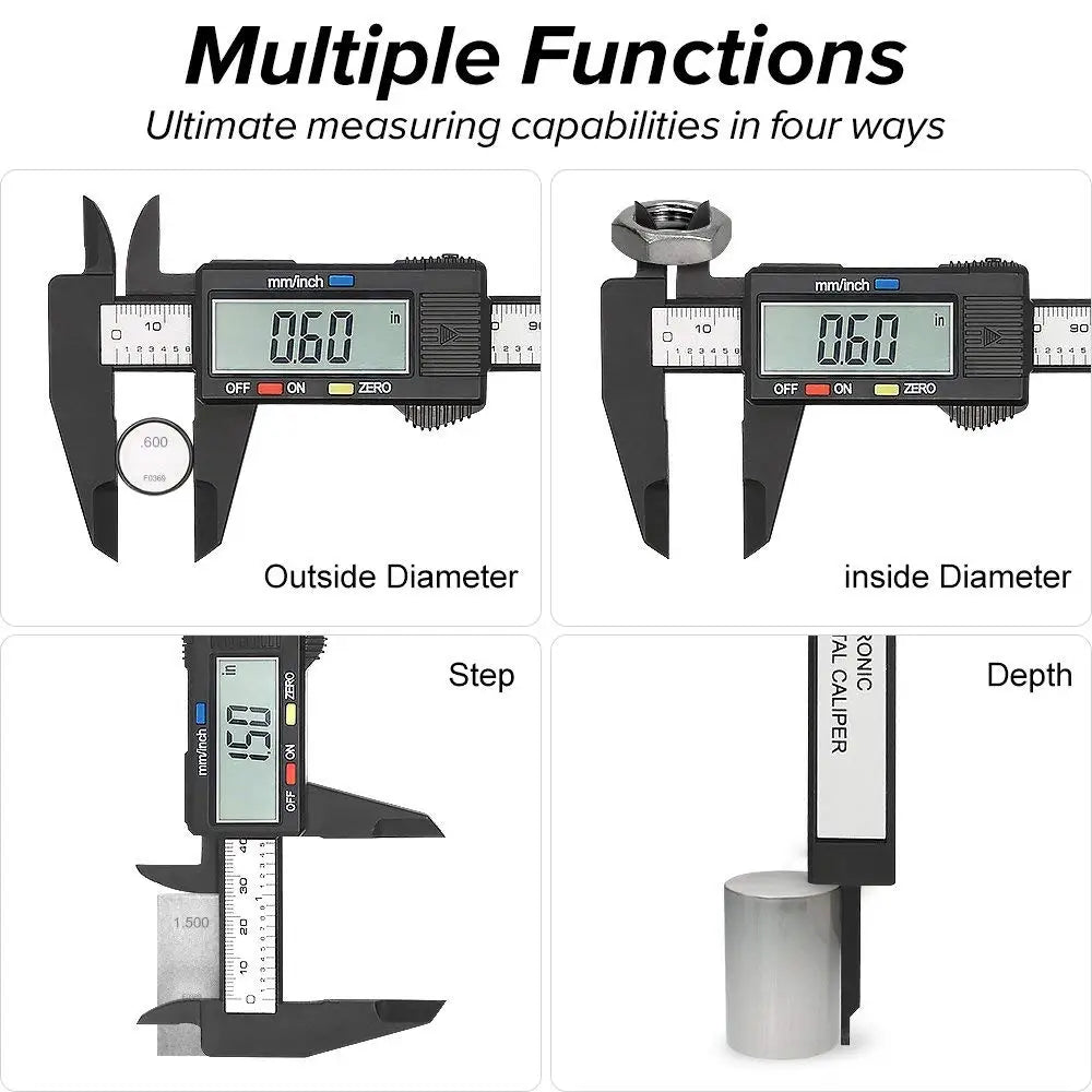 150Mm Electronic Digital Caliper Carbon Fiber - Vernier Gauge Measuring Tool