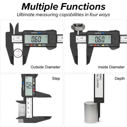 150Mm Electronic Digital Caliper Carbon Fiber - Vernier Gauge Measuring Tool