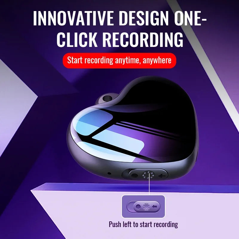 Heart Shape Voice Activated Recorder Pendant - HD Noise Reduction