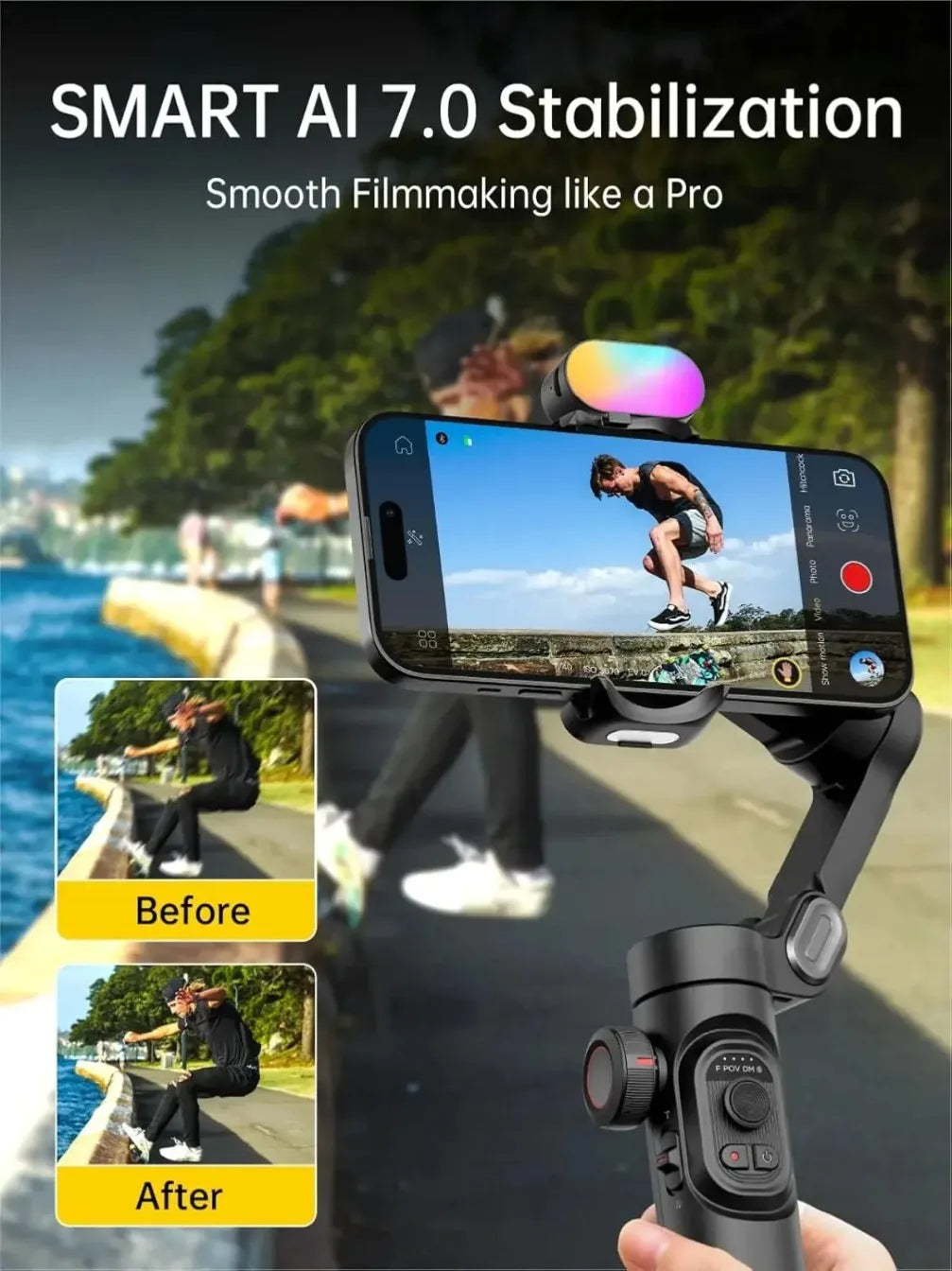 3-Axis Folding Handheld Gimbal Smart Phone Stabilizer with Focus Wheel
