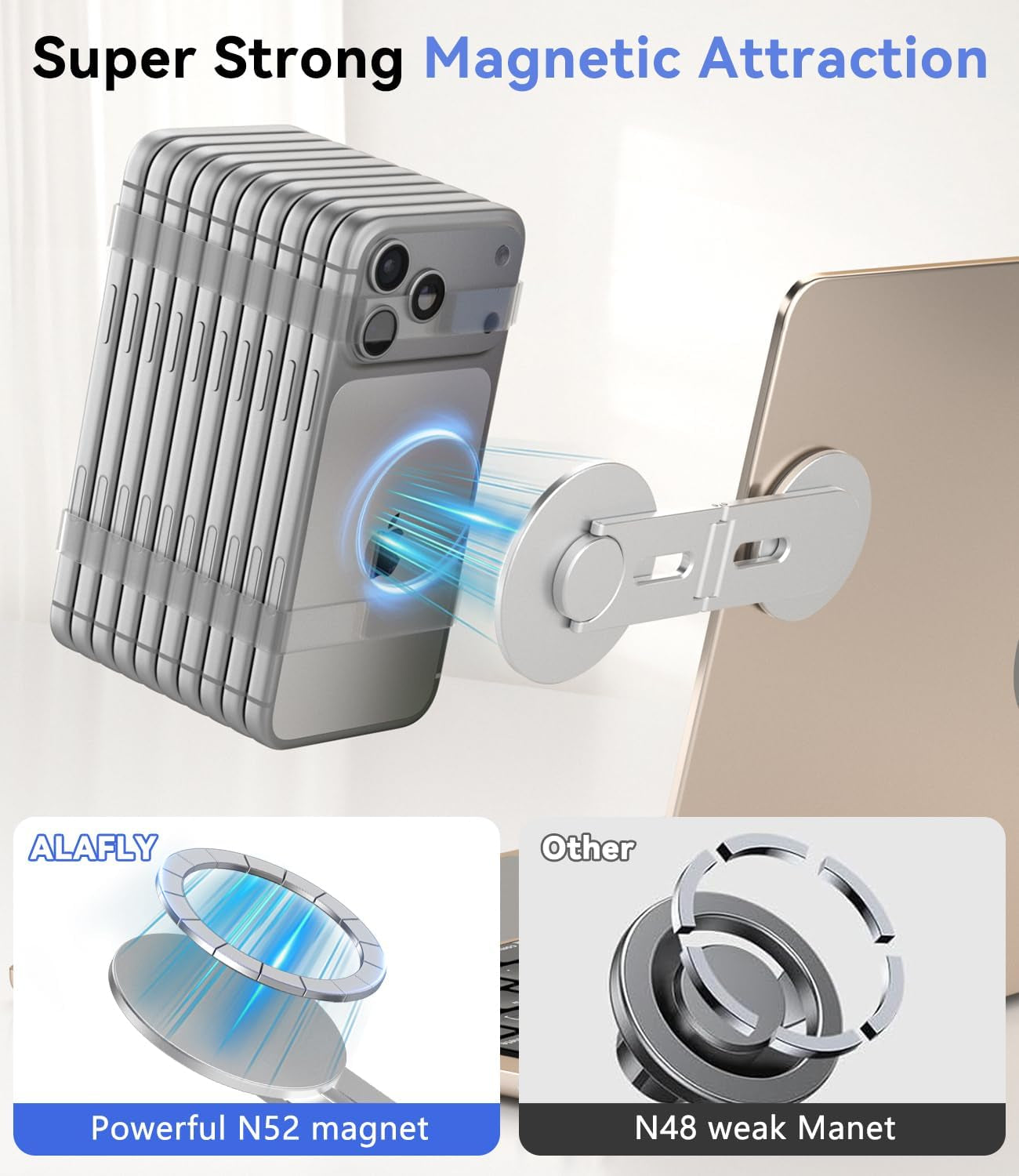 Metal Expansion Phone Stand for Laptop and Tesla Vehicles – Magnetic Folding Phone Holder