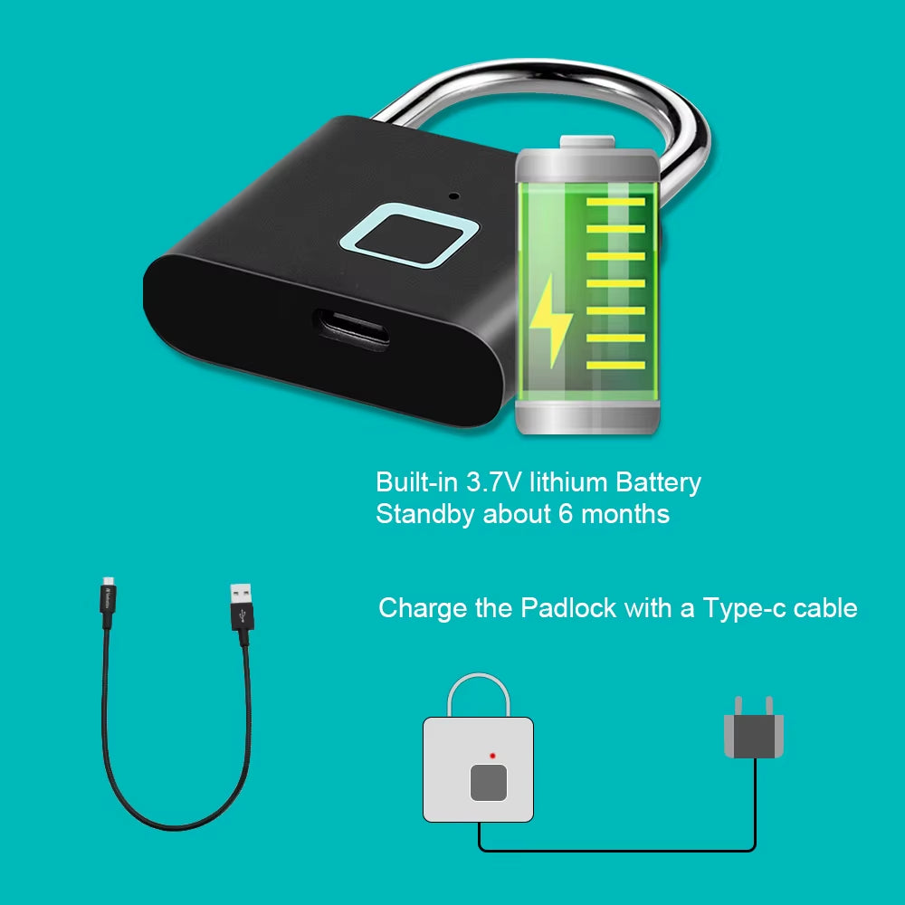 Smart Fingerprint Padlock – Waterproof Keyless Security Lock