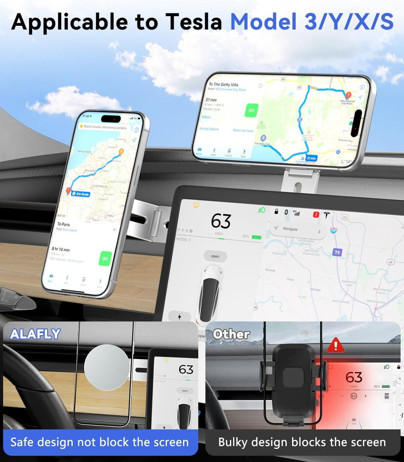 Metal Expansion Phone Stand for Laptop and Tesla Vehicles – Magnetic Folding Phone Holder